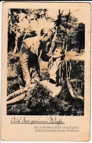 Liederkarte : Auf der grünen Wiese - Bild und Liedtext - von 1953 (AK6633)