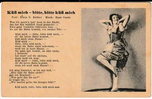 Liederkarte : Küß mich - bitte, bitte küß mich - Bild und Liedtext - von 1939 (AK6642)
