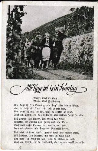 Liederkarte : Alle Tage ist kein Sonntag - Bild und Liedtext - von 1939 (AK6648)