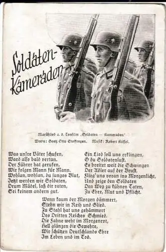 Liederkarte : Soldaten-Kameraden - Bild und Liedtext - von 1939 (AK6656)
