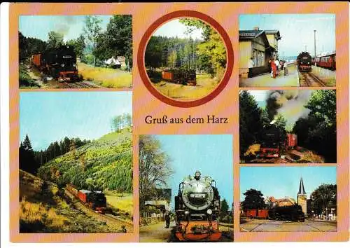 Gruß aus dem Harz - 7 Ansichten von der Harzquerbahn - von 1960 - Größe Din A5 (AK6675)