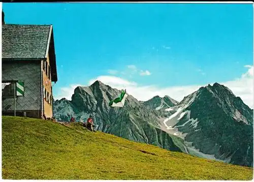 Ansbacher-Hütte mit Eisenspitze und Parseierscharte - von 1962 (AK6708)