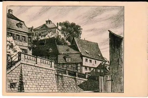 ASCHAFFENBURG - An der Mainbrücke - von 1916 (AK6768)