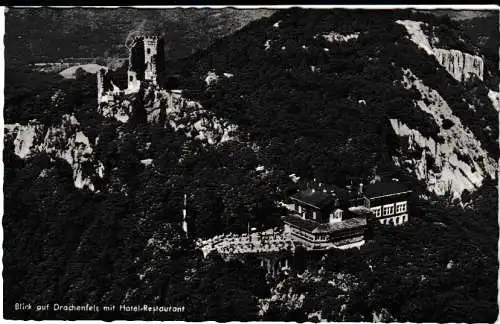Blick auf Drachenfels mit Hotel-Restaurant - von 1960 (AK6777)