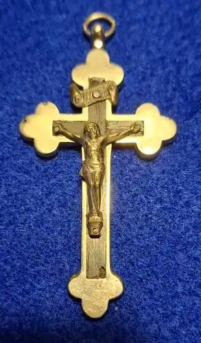 Fein gearbeiteter Kreuzanhänger - versilbert - älter (1222)