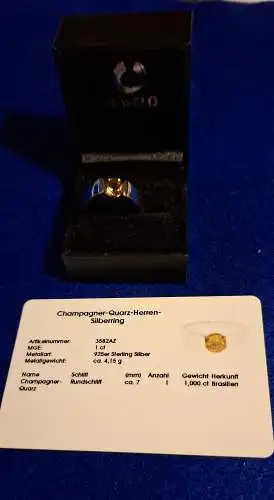 Champagner-Quarz-Herren-Silberring mit Zertifikat von Juwelo (1228)