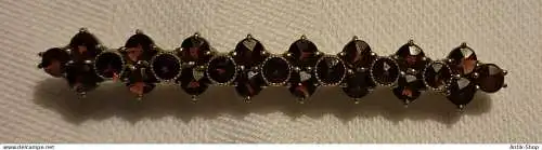 wunderschöne Stab-Granat-Brosche - Normgold - sog. Viertelgold 250/000 - böhmisch - älter (1242)