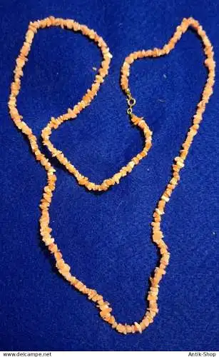 Lange seltene Engelshaut-Korallen-Splitter-Kette mit vergoldetem Federring-Verschluß (1244)