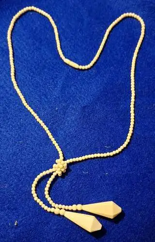 Seltene Jugendstil E-Bein-Kette mit geometrischen Anhängern - mit Drehverschluss - ca. von 1920 (1250)