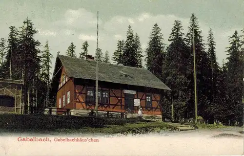 AK Ilmenau Gabelsbachhäuschen (Goethehäuschen) 1906 ungelaufen mit Stempel