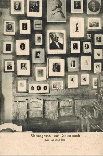 AK Ilmenau Sitzungssaal auf Gabelbach, die Goethebilder 1906 ungelaufen