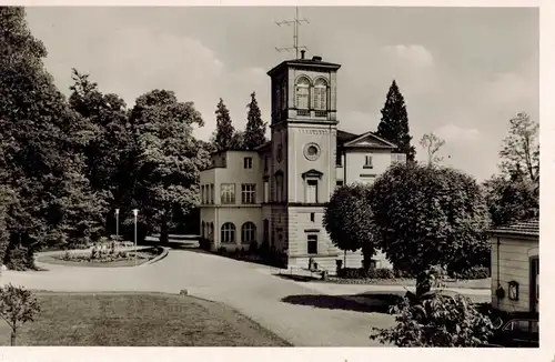 AK Gailingen Kuranstalt Dr. Schmieder Schloß Rheinburg 1958 gelaufen mit Marke