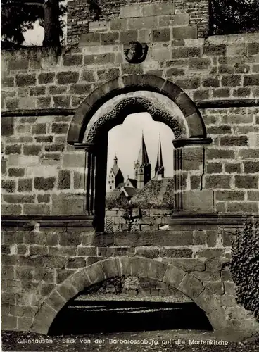 AK Gelnhausen Barbarossaburg Marienkirche 1958 gelaufen mit Marke