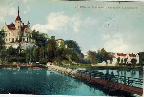 AK Grimma, Gattersburg, Amtshauptmannschaft, 1912 gelaufen ohne Marke
