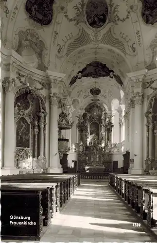 AK Günzburg, Frauenkirche, 1966 gelaufen mit Marke