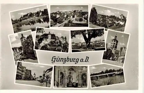 AK Günzburg, Ansichten, 1964 gelaufen mit Marke