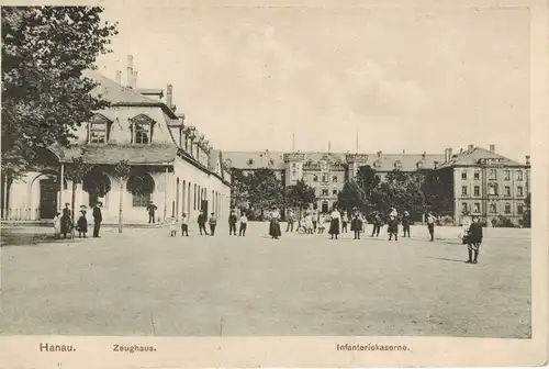AK Hanau, Zeughaus, Infantriekaserne, 1915 gelaufen ohne Marke