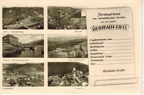AK Heimbach, Eifel, Ansichten, 1957 gelaufen mit Marke + Sonderstempel