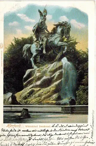 AK Herford, Wittekind Denkmal, 1902 gelaufen mit Marke
