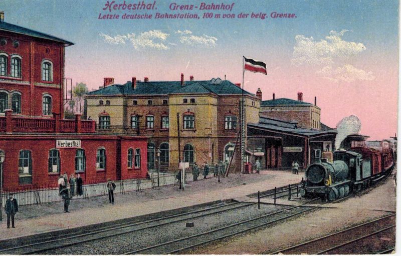 AK Herbesthal, Belgien, Eupen, Malmedy, Bahnhof, 1918