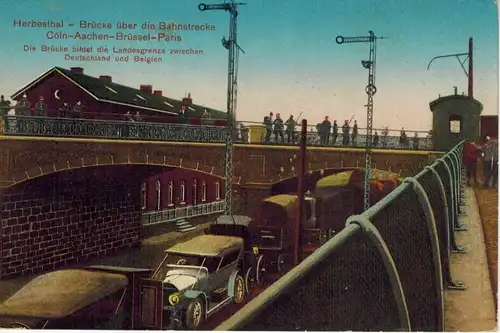 AK Herbesthal, Belgien, Eupen, Malmedy, Bahnhof, Brücke, Grenze, 1915 gelaufen ohne Marke (Feldpost) 