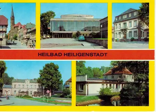 AK Heiligenstadt, Heilbad, Eichsfeld, Ansichten, Am Berge, Kreiskulturhaus, Rathaus, Bahnhof, Kneippbad, 1981 gelaufen mit Marke 