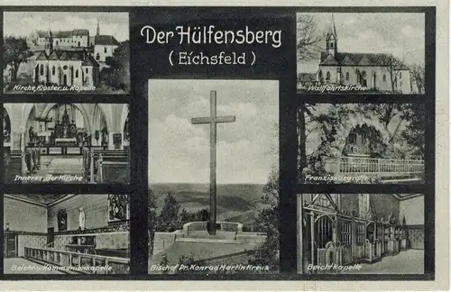 AK Geismar, Ershausen, Eichsfeld, Hülfensberg, Wallfahrtskirche, Franziskusgrotte, Beichtkapelle, 1950 beschriftet (ungelaufen)  