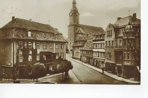 AK Ilmenau, Marktstrasse, Apotheke, 1929 gelaufen mit Marke