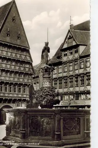 AK Hildesheim, Amtshaus, Knochenhauer, Rolandbrunnen, ca. 1950er Jahre, ungelaufen