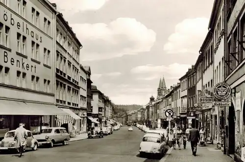 AK Hof an der Saale, Ludwigstraße, 1970 gelaufen mit Marke+Sonderstempel