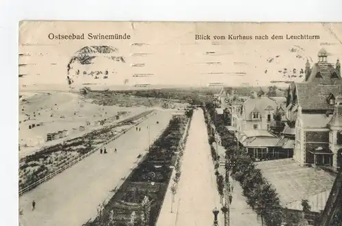 AK Swinoujscie, Swinemünde, Kurhaus, Leuchtturm, 1915 gelaufen ohne Marke, Feldpost