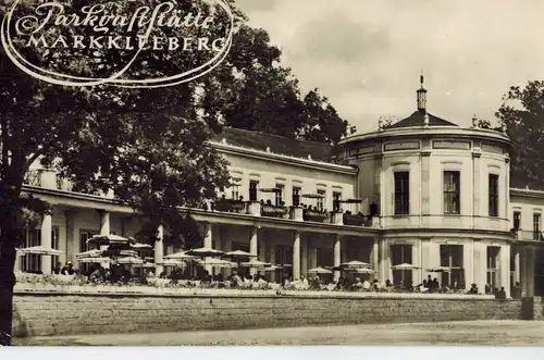 AK Markkleeberg, Parkgaststätte, Weißes Haus, argo, 1956 gelaufen ohne Marke