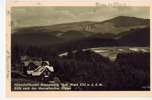 AK Masserberg, Rennsteig, Thüringer Wald, Meuselbach, Kuppe, 1955 gelaufen mit Sondermarke