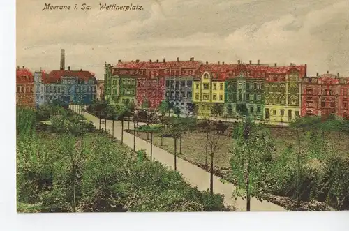 AK Meerane, Sachsen, Wettinerplatz, 1916 gelaufen ohne Marke, Feldpost