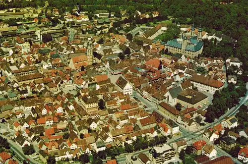 AK Bad Mergentheim, Luftaufnahme, 1988 gelaufen mit Sondermarke+Sonderstempel