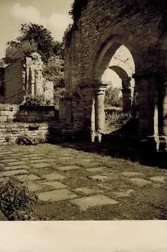 AK Memleben, Kaiserpfalz, An der Finne, Burgenlandkreis, Ruine, Klosterkirche, 1961 gelaufen mit Sondermarke