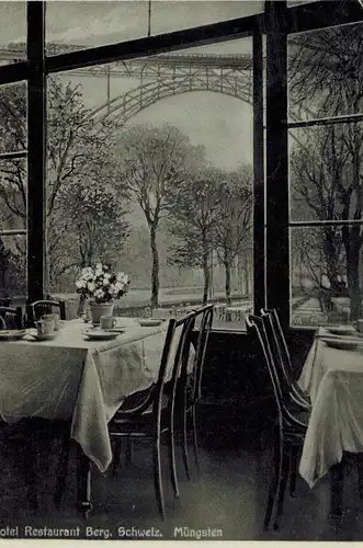 AK Wuppertal, Cronenberg, Müngsten, Müngstener Brücke, Hotel Restaurant Bergische Schweiz, Deutschlands höchste Brücke, 1943 gelaufen ohne Marke