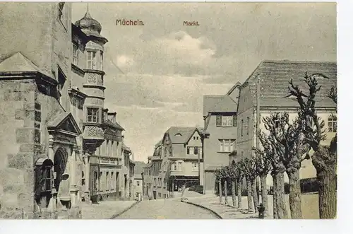 AK Mücheln, Geiseltal, Saalekreis, Rathaus, Markt, 1926 gelaufen mit Marke