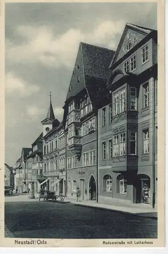 AK Neustadt, Orla, Rodaerstrasse, Lutherhaus, 1940 gelaufen mit Marke + Sonderstempel 