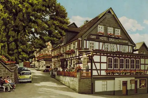 AK Schmallenberg, Nordenau, Hotel Gnaacke, 1963 gelaufen mit Marke