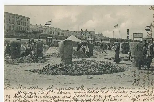 AK Norderney, Prommenade, Strand, 1904 gelaufen mit Marke