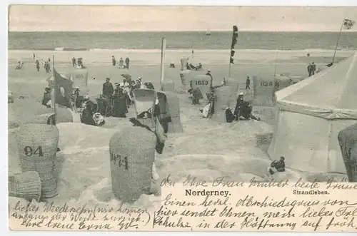 AK Norderney, Nordsee, Strand, 1904 gelaufen mit Marke