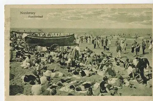 AK Norderney, Familienbad, Strand, 1925 gelaufen ohne Marke 