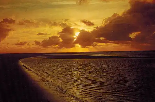 AK Norderney, Sonnenuntergang, 1985 gelaufen mit Marke 