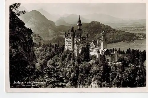 AK Schwangau, Hohenschwangau, Schloss Neuschwanstein, 1939 gelaufen mit Marke + Sonderstempel 