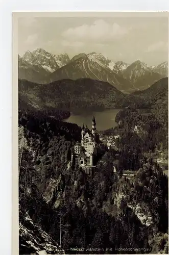 AK Schwangau, Hohenschwangau, Schloss Neuschwanstein, Hohenschwangau,1933 gelaufen mit Marke 