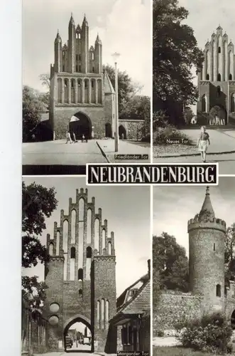 AK Neubrandenburg, Mecklenburg, Neues Tor, Friedländer Tor, Stargarder Tor, Mönckenturm, 1983 gelaufen mit Marke 