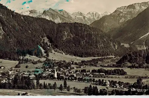 AK Bad Hindelang, Bad Oberdorf, Ostrachtal, Allgäuer Alpen, 1954 gelaufen mit Marken + Sonderstempel 