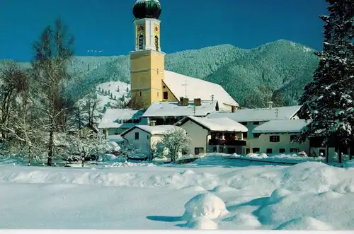 AK Oberammergau, Höhenluftkurort, Pfarrkirche St. Peter und Paul, Aufacker, 1991 gelaufen mit Sondermarke 