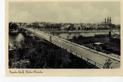 AK Opole, Oppeln, Oberschlesien, Brücke, 1942 gelaufen ohne Marke (Feldpost) 